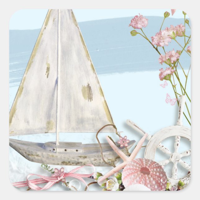 Sticker Carré Conception de série nautique 3 (Devant)