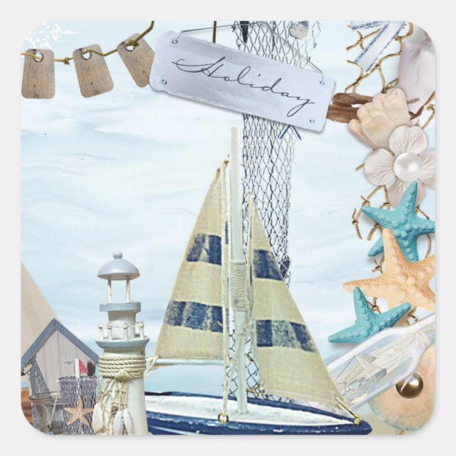 Sticker Carré Conception de série nautique 4 (Devant)