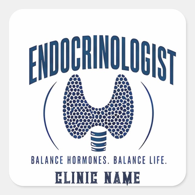 Sticker Carré Conception de soins hormonaux d'endocrinologue (Devant)