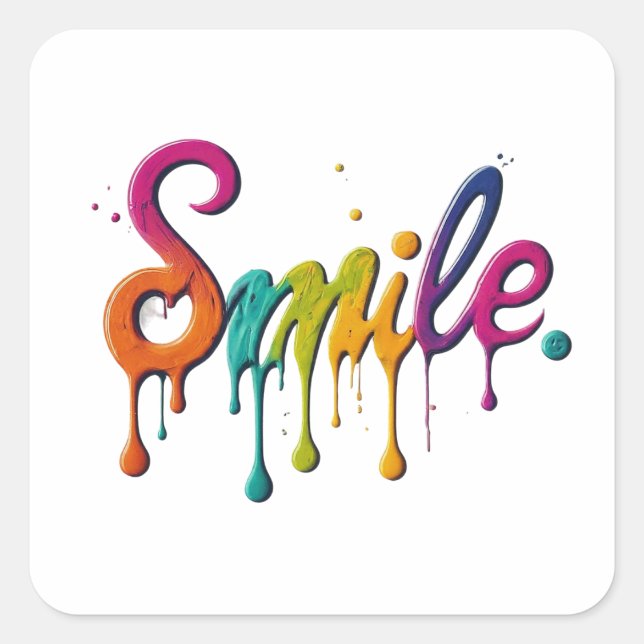 Sticker Carré Conception de sourire carré (Devant)