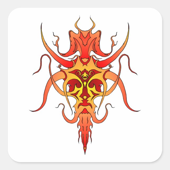 Sticker Carré Conception de tatouage tribal Demon (Devant)