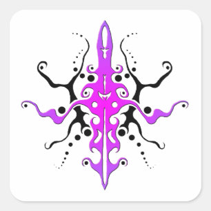 Sticker Carré Conception de tatouage Tribal Masque Abstrait - ro