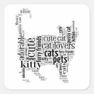 Sticker Carré conception de texte Chat Noir