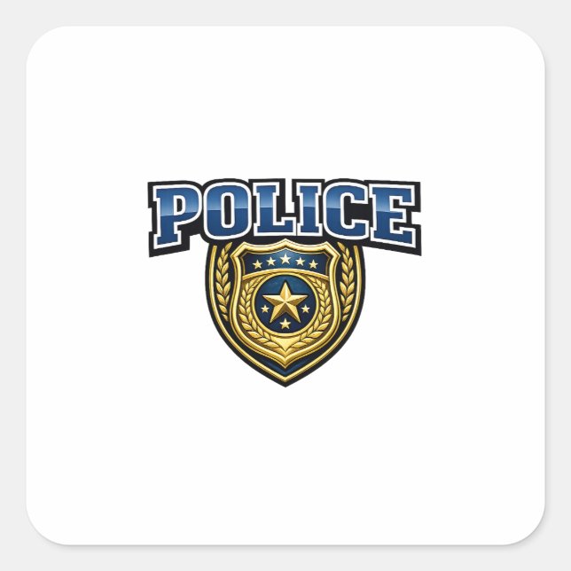 Sticker Carré Conception de texte gras pour badge de police (Devant)