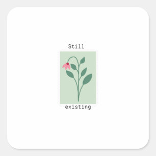 Sticker Carré Conception de timbre floral minimaliste encore exi