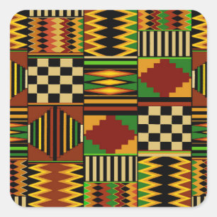 Sticker Carré Conception de tissu Royal Kente en Afrique