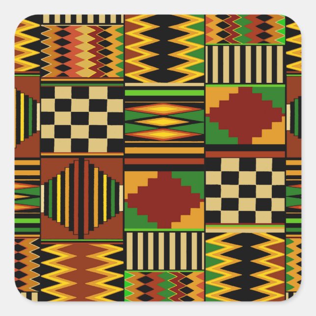 Sticker Carré Conception de tissu Royal Kente en Afrique (Devant)