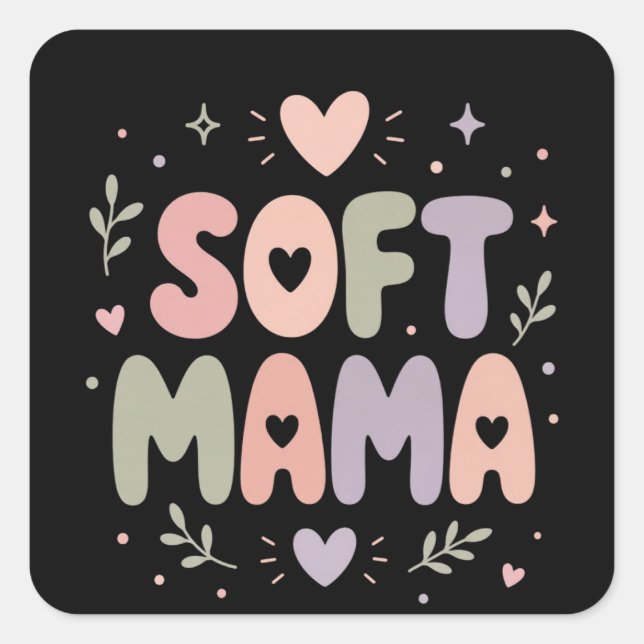 Sticker Carré Conception de typographie pastel Maman douce (Devant)