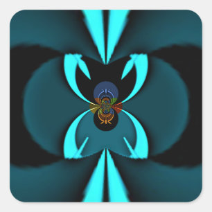 Sticker Carré Conception de voyants cyan et noir de bord coupant