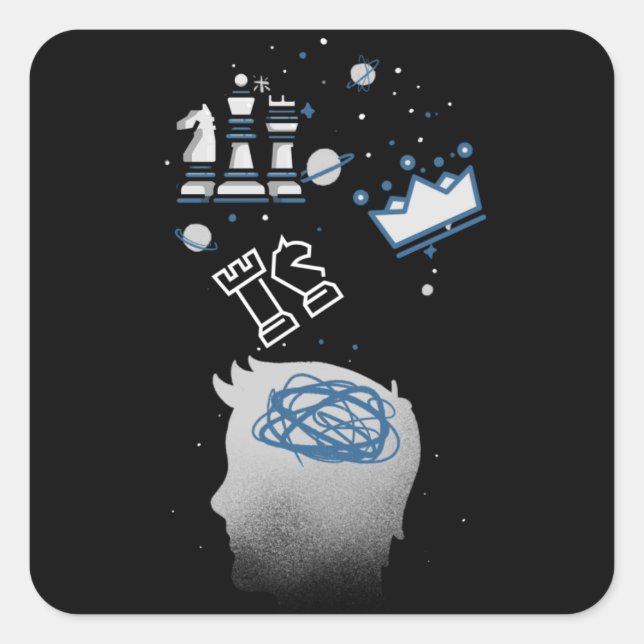 Sticker Carré Conception des échecs (Devant)