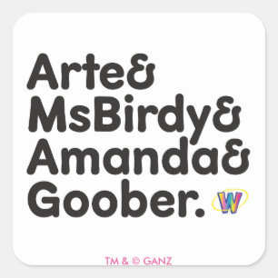 Sticker Carré Conception des noms Webkinz