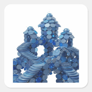 Sticker Carré Conception d'étiquette de CHÂTEAU BLEU mignon