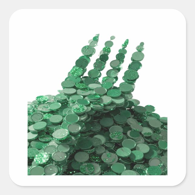 Sticker Carré Conception d'étiquette GREEN COINS vert vif (Devant)