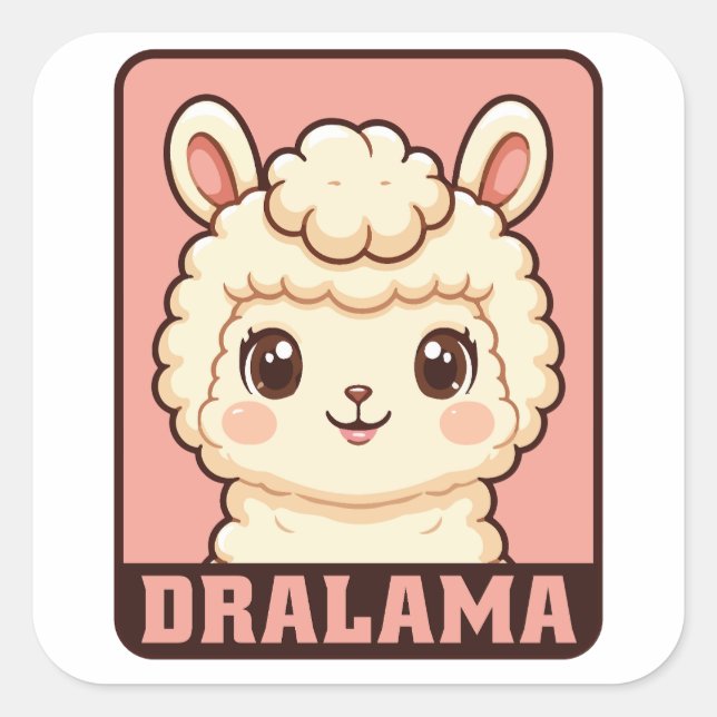 Sticker Carré Conception d'illustration de lama mignon (Devant)