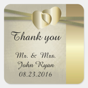 Sticker Carré Conception d'or élégante de coeurs