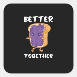 Sticker Carré Conception drôle d'amour de nourriture Meilleur be
