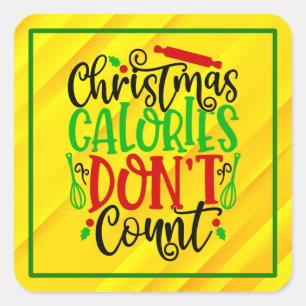 Sticker Carré Conception drôle de Noël : les calories ne compten
