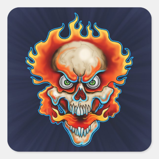 Sticker Carré Conception du souffleur de feu (Devant)