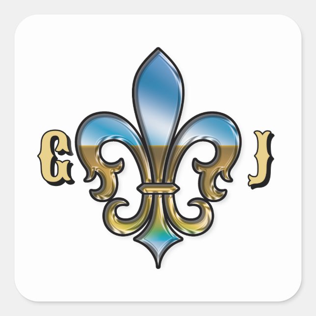 Sticker Carré Conception élégante de golf Fleur de Lis (Devant)