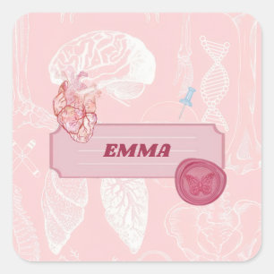 Sticker Carré Conception esthétique d'anatomie rose pour étudian