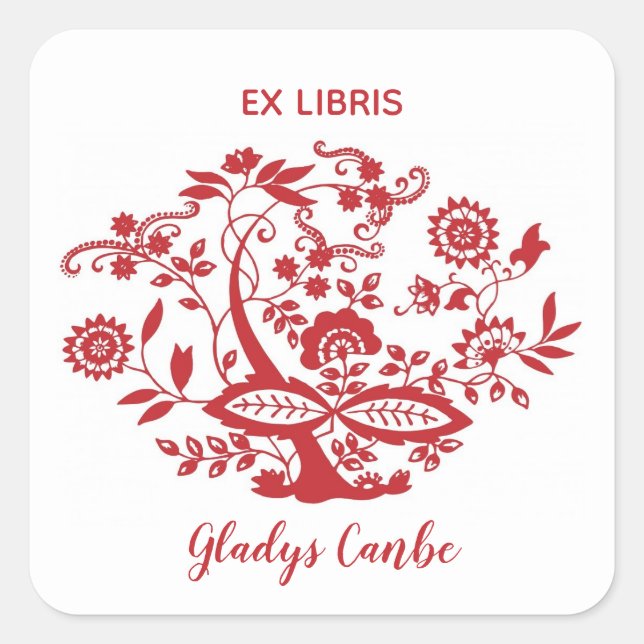 Sticker Carré Conception florale ornementale modifiable (Devant)