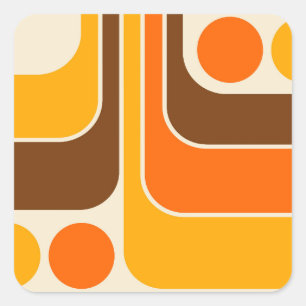 Sticker Carré Conception géométrique du style rétro de la mi-ann