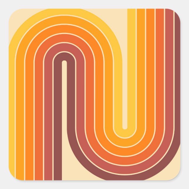 Sticker Carré Conception géométrique rétro à deux arches (Devant)