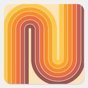 Sticker Carré Conception géométrique rétro à deux arches