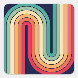 Sticker Carré Conception géométrique rétro à deux arches