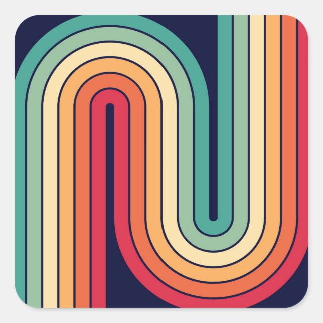 Sticker Carré Conception géométrique rétro à deux arches (Devant)