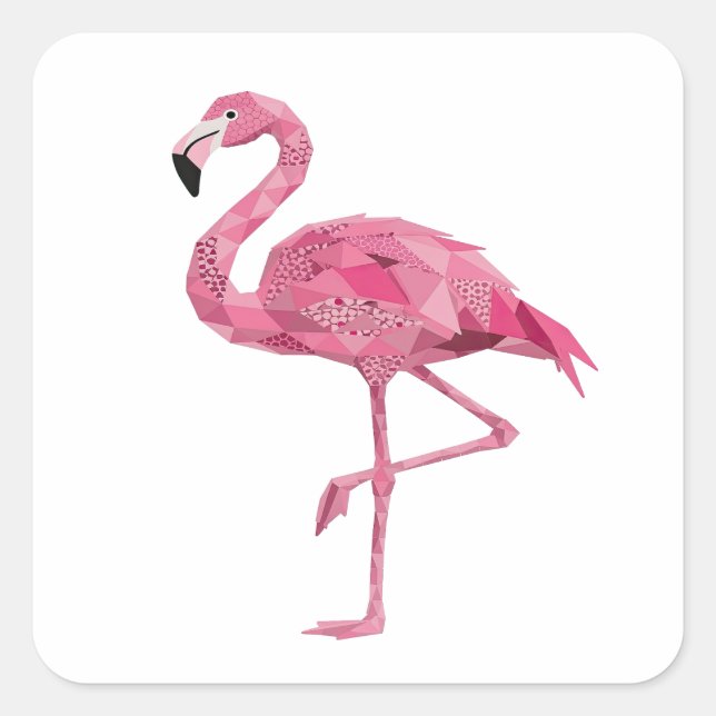 Sticker Carré Conception originale de décalque FLAMINGO rose (Devant)
