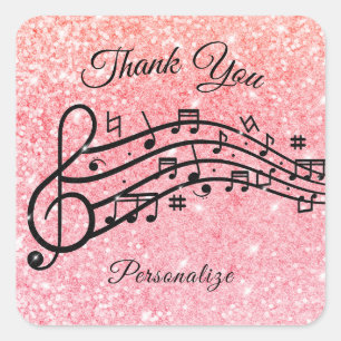 Sticker Carré Conception personnalisée de remerciement de musiqu