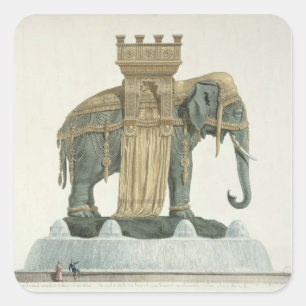 Sticker Carré Conception pour la fontaine d'éléphant