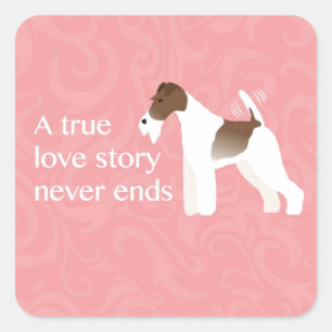 Sticker Carré Conception Silhouette minimaliste du fil Fox Terri