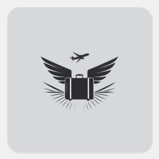 Sticker Carré Conception silhouette noire d'une valise de voyage