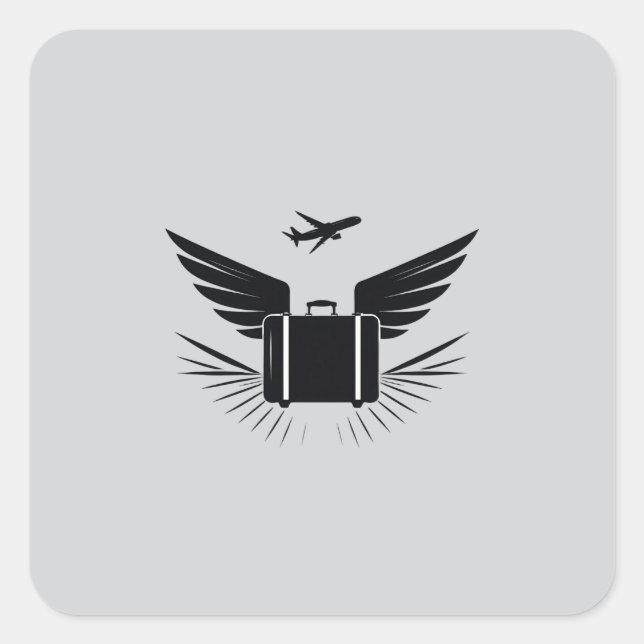 Sticker Carré Conception silhouette noire d'une valise de voyage (Devant)