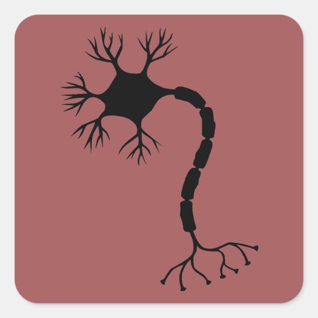 Sticker Carré Conception simple de neurone noir (Devant)