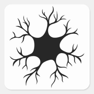 Sticker Carré Conception simple de neurone noir