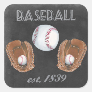 Sticker Carré Conception vintage de tableau de base-ball