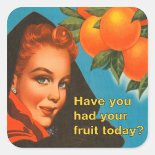 Sticker Carré Conception Vintage des fruits