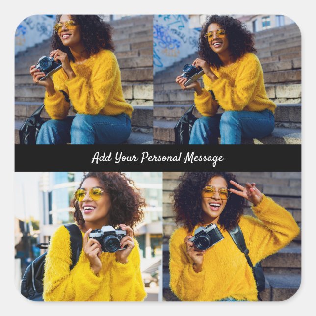 Sticker Carré Concevez votre propre collection de 4 photos (Devant)
