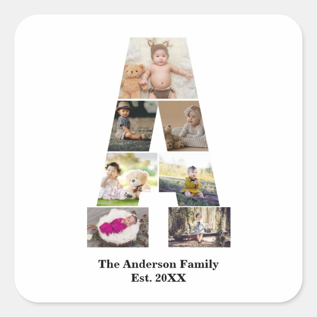 Sticker Carré Concevez votre propre lettre Un collage photo (Devant)