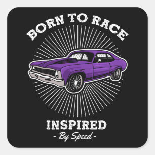 Sticker Carré Conçu pour la course Muscle Car Rétro Vitesse Desi