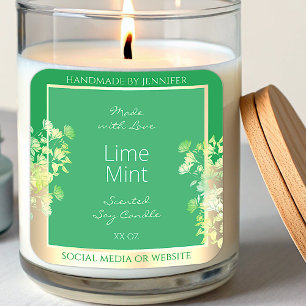 Sticker Carré Conditionnement de produits floraux verts modernes