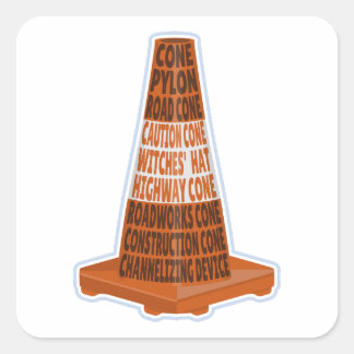 Sticker Carré Cône de route Orange Taraffic cône