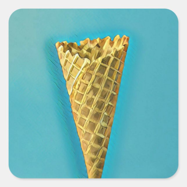 Sticker Carré Cône gaufre pour les amateurs de glaces (Devant)