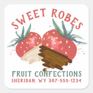Sticker Carré Confection de fruits aux fraises trempées au choco