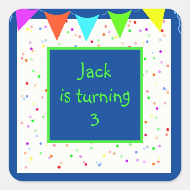 Sticker Carré Confetti coloré fête d'anniversaire pour enfants (Devant)