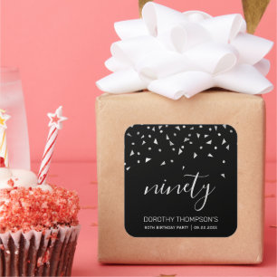 Sticker Carré Confetti d'argent sur Black 90e anniversaire