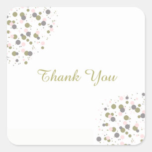 Sticker Carré Confetti Gold Blush Dot Merci
